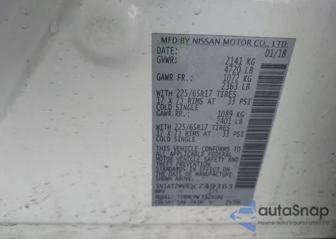 2018 Nissan Rogue S from USA, damaged, VIN 5N1AT2MV8JC749363